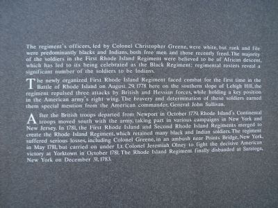 The 1st Rhode Island Regiment and the Battle of Rhode Island Marker. Click for full size. The 1st Rhode Island Regiment and the Battle of Rhode Island Marker image. Click for full size.