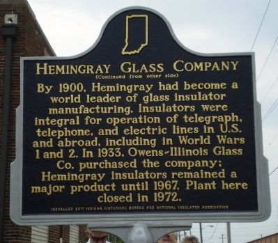 Hemingray Glass Company Marker - Side B image. Click for full size.