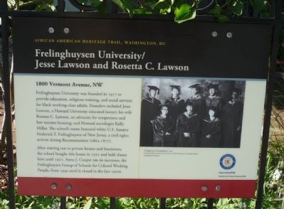 Frelinghuysen University/Jesse Lawson and Rosetta C. Lawson Marker image. Click for full size.