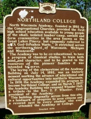 Northland College Marker image. Click for full size.