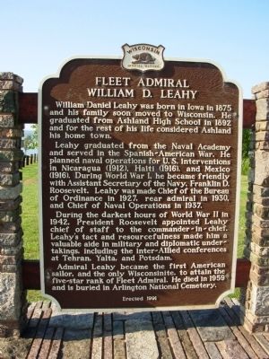 Fleet Admiral William D. Leahy Marker image. Click for full size.