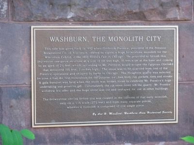 Washburn, The Monolith City Marker image. Click for full size.