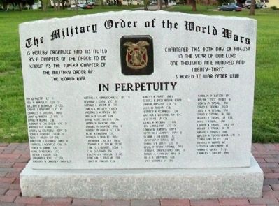 Topeka Chapter, The Military Order of the World Wars Marker (front) image. Click for full size.