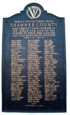 Shawnee County World War Memorial Marker image. Click for full size.