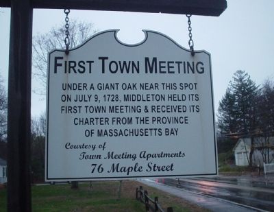 First Town Meeting Marker. Click for full size. First Town Meeting Marker image. Click for full size.