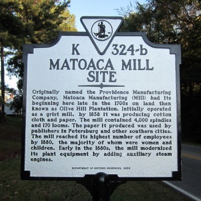 Matoaca Mill Site Marker image. Click for full size.
