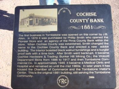Cochise County Bank Marker image. Click for full size.