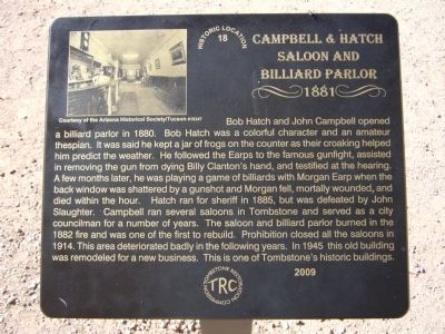Campbell & Hatch Saloon and Billiard Parlor Marker image. Click for full size.