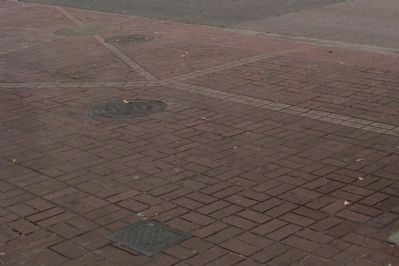 The light colored brick in the pavement outline the location of Fort Victoria. image. Click for full size.