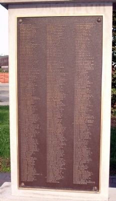 Panel One - - World War I Honor Roll & Veterans Memorial Marker image. Click for full size.
