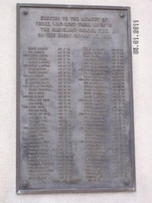 The Cleveland School Fire Marker image. Click for full size.