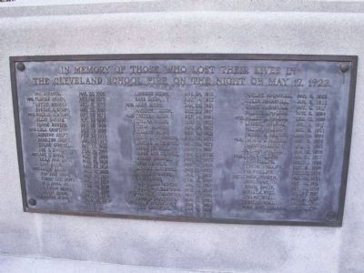 The Cleveland School Fire Mass Grave Marker image. Click for full size.