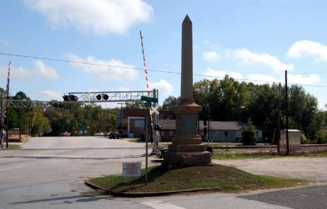 Cross Hill Confederate Monument<br>Downtown Cross Hill in Background image. Click for full size.