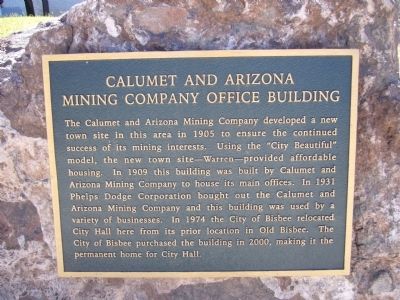 Calumet and Arizona Mining Company Office Building Marker image. Click for full size.
