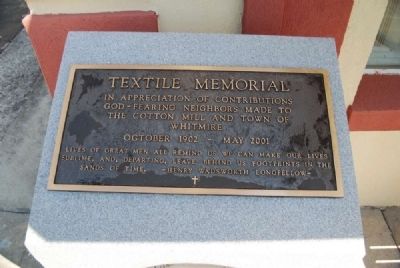 Textile Memorial Plaque image. Click for full size.