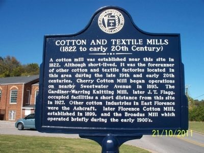 Cotton and Textile Mills Marker image. Click for full size.