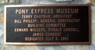Pony Express Home Station No. 1 Museum Marker image. Click for full size.