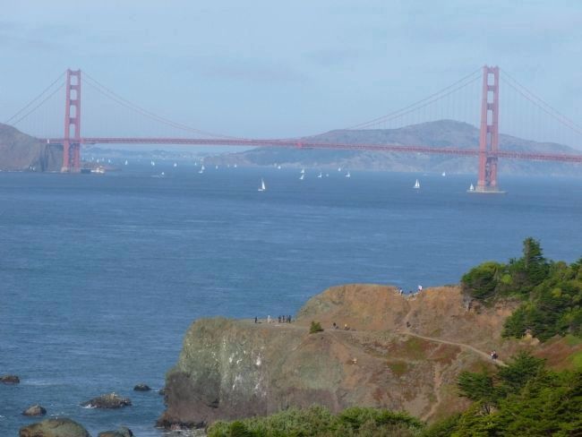 View from the Lands End Trail, across South Bay toward the Golden Gate Bridge image. Click for full size.