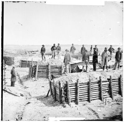 Petersburg, Va. Breastworks of the Confederate Fort Mahone ("Fort Damnation") image. Click for full size.