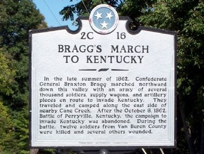 Braggs March to Kentucky Marker. Click for full size. Braggs March to Kentucky Marker image. Click for full size.