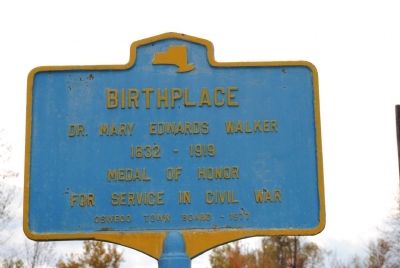 Birthplace Dr. Mary Edwards Walker Marker image. Click for full size.