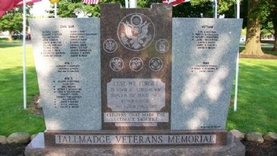Tallmadge Veterans Memorial. Click for full size. Tallmadge Veterans Memorial image. Click for full size.