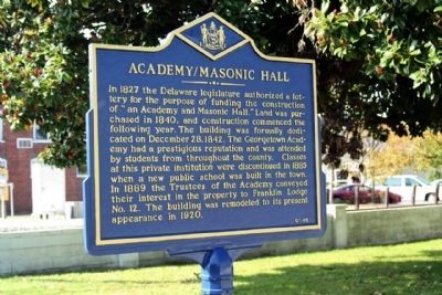 Academy / Masonic Hall Marker, new color scheme in 2011 image. Click for full size.