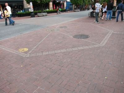 Brick Outline Marking the Location of the East Gate of the Fort.. Click for full size. Brick Outline Marking the Location of the East Gate of the Fort. image. Click for full size.