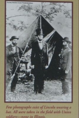 Lincoln in his stovepipe hat.. Click for full size. Lincoln in his stovepipe hat. image. Click for full size.
