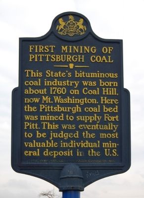 First Mining of Pittsburgh Coal Marker image. Click for full size.