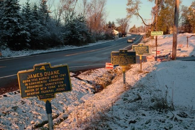 James Duane and Other Markers Along Route 20 in Duanesburg. Click for full size. James Duane and Other Markers Along Route 20 in Duanesburg image. Click for full size.