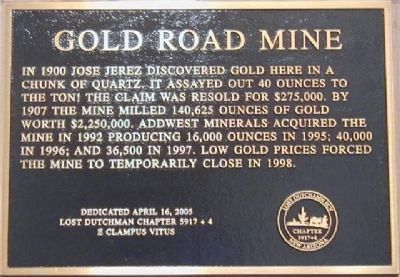 Gold Road Mine Marker image. Click for full size.