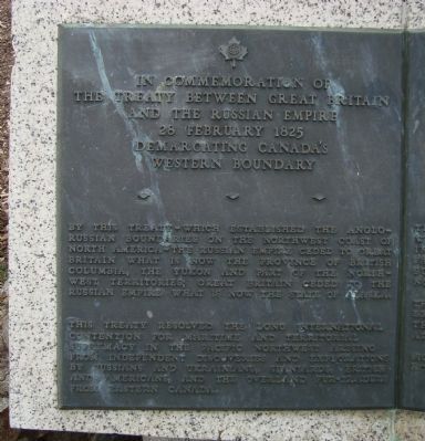 The 1825Treaty Between Great Britain and the Russian Empire Marker - left panel. Click for full size. The 1825Treaty Between Great Britain and the Russian Empire Marker - left panel image. Click for full size.