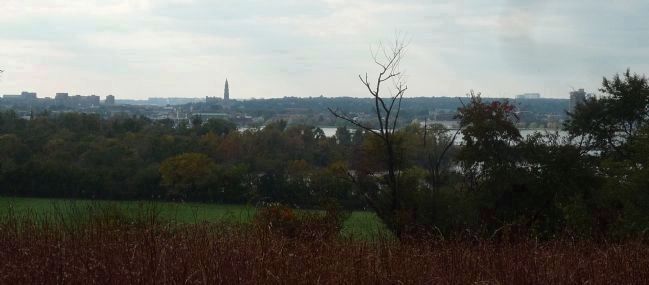 View to the west from near the marker - with the Potomac River and the skyline image. Click for full size.