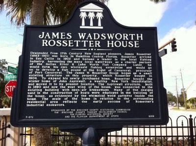 James Wadswsorth Rossetter House Marker image. Click for full size.