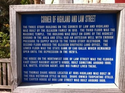 Corner of Highland and Law Marker image. Click for full size.