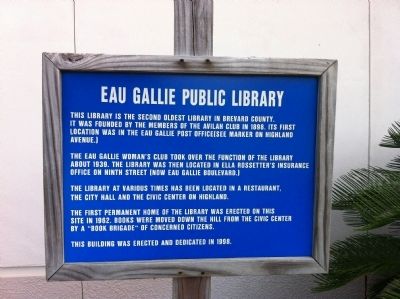 Eau Gallie Public Library Marker image. Click for full size.