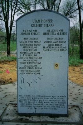In Honor Of John McBride Belnap Marker (back side) image. Click for full size.