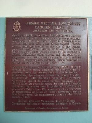Former Victoria Law Courts Marker. Click for full size. Former Victoria Law Courts Marker image. Click for full size.