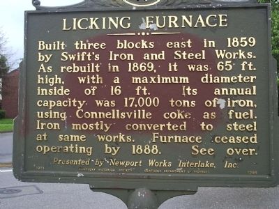 Licking Furnace/Iron Made in Kentucky Marker image. Click for full size.