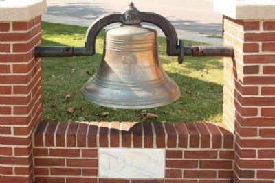 Georgetown Fire Company 1966 bell commemorates present building image. Click for full size.