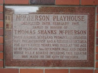 McPherson Playhouse Marker. Click for full size. McPherson Playhouse Marker image. Click for full size.