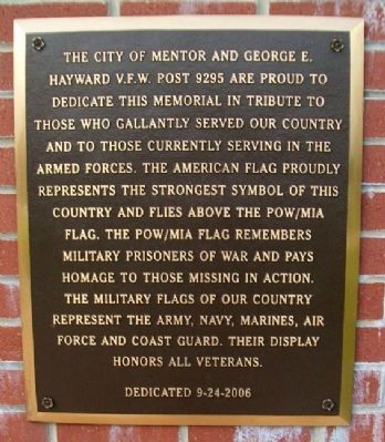 Mentor Veterans Memorial Marker image. Click for full size.