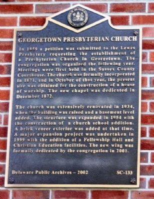 Georgetown Presbyterian Church Marker image. Click for full size.