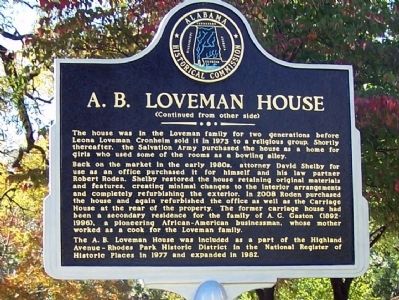 A.B. Loveman House Marker (side B). Click for full size. A.B. Loveman House Marker (side B) image. Click for full size.