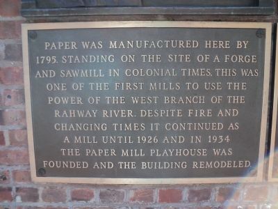 Second Paper Mill Playhouse Marker image. Click for full size.