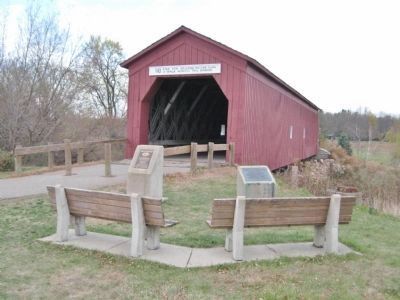 Zumbrota Covered Bridge and Markers image. Click for full size.