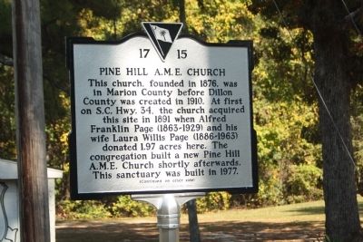 Pine Hill A.M.E. Church Marker image. Click for full size.