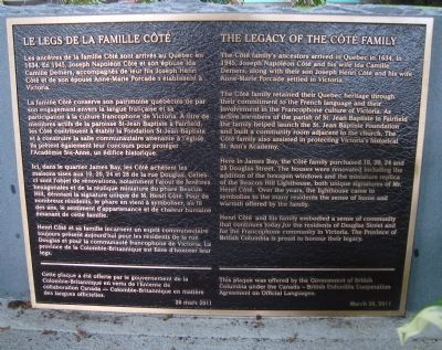 Le Legs De La Famille C�t� Marker image. Click for full size.