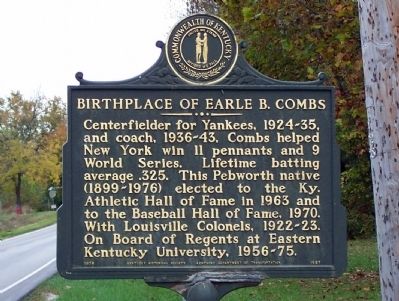 Birthplace of Earle B. Combs Marker image. Click for full size.